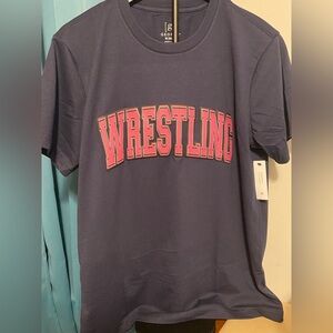 NWT!! WRESTLING TEXT -puff tshirt